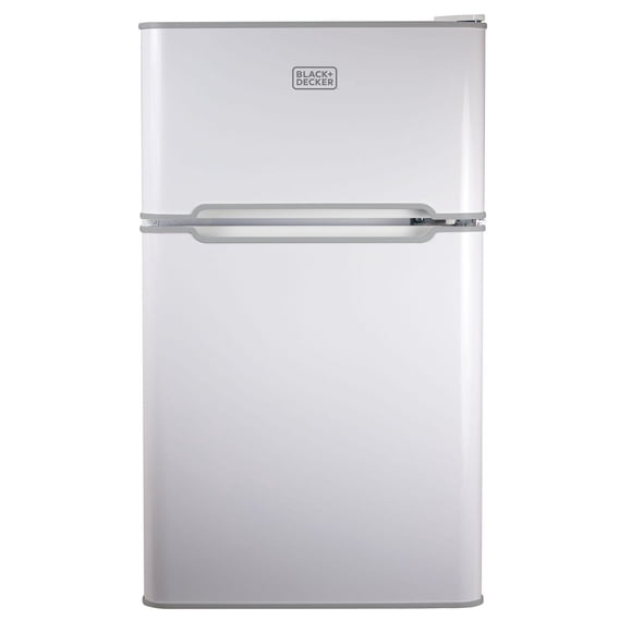 BLACK+DECKER 2 Door Separate True Freezer Mini Fridge (White)