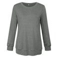 thumbnail image 4 of Pxiakgy T-Shirts pour Femmes T-Shirts pour Femmes Chandail en Molleton Décontracté à Col Rond Manches Courtes Longues Chemise Douce Ample Gris + m, 4 of 4