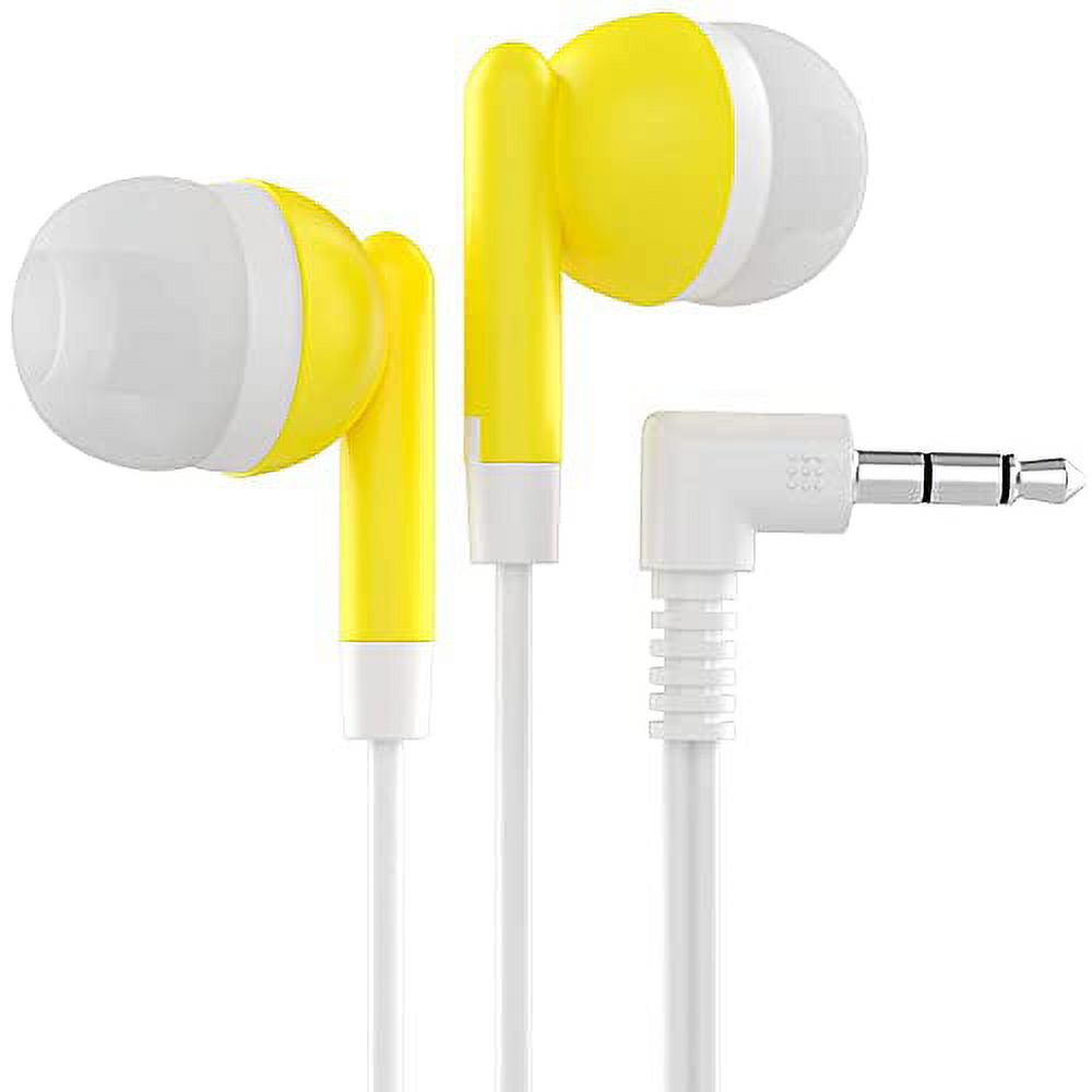Maeline Bulk Earbuds with 3.5 mm Headphone Plug - 100 Pack - Yellow