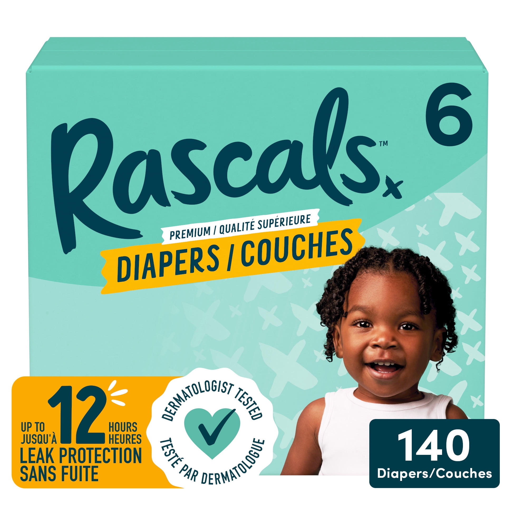 Rascals Premium Absorbent Baby Diapers, 2, Carton, 220 Count