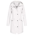 thumbnail image 1 of LSLJS Women's Solid Color Rain Jacket Outdoor Hooded Windproof Long Coat( White, M), 1 of 4