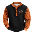thumbnail image 2 of Men's Retro Halloween Quarter Button Collar Sweatshirt Haunted House Acting Essential Partially Buttoned Pullover Vintage Horror Print Last-Minute Halloween Party, 2 of 4