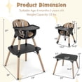 thumbnail image 3 of Babyjoy Chaise Haute pour Bébé 4 en 1 Convertible Ensemble Table et Chaise pour Tout-Petit avec Coussin en PU Brun, 3 of 8
