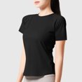thumbnail image 2 of Plebaso T-Shirts d'Entraînement à Manches Courtes pour Femmes, T-Shirt de Yoga Athlétique à Manches Courtes, Col Rond, pour Gym et Course, 2 of 4