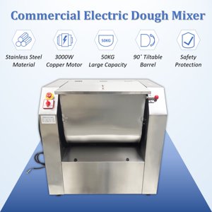 50KG Mélangeur électrique commercial en acier inoxydable mélangeur d'aliments avec 90° Bol inclinable 110V
