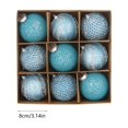 thumbnail image 3 of Meitianfacai 8cm Christmas Balls 9pcs Set Christmas Balls Sequins Lace Christmas Decoration Balls Christmas Gift Balls Christmas Tree Decoration, Blue, 3 of 6