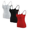 thumbnail image 1 of Timegard Camisoles pour Femmes 3 Pcs avec Soutien-Gorge Intégré Col Rond Bretelles Spaghetti Ajustées Douces Maillots de Corps Décontractés Hauts de Pyjama, 1 of 6