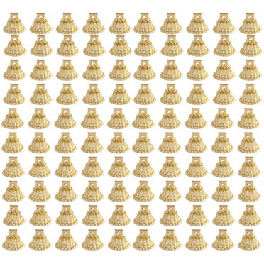WHEANG Hooks for Hanging Imikeya 200Pcs Gold Ornament Caps Replacement Ornament Hangers Cup Caps Ornament Round Caps for Porcelain Ceramic Glass Ornament 1.3Cm One Size Gold
