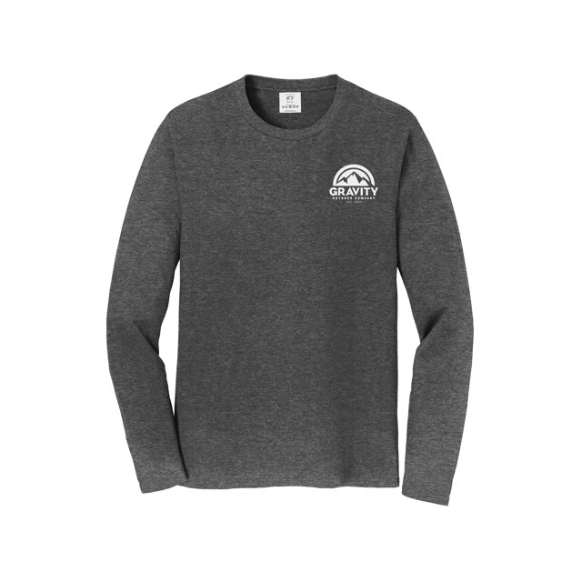 Gravity Outdoor Co. Chandail à Manches Longues - Gris Chiné Foncé - Logo Blanc - G