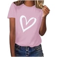 thumbnail image 1 of Diufon Hauts de la Saint-Valentin pour Femmes, Tunique Décontractée à Manches Courtes, Chandail à Col Rond, Blouse Tendance Mignonne à Imprimé Graphique, 1 of 6