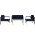 thumbnail image 2 of Modway Shore Ensemble de Mobilier de Patio Extérieur en Aluminium 4 Pcs, Argent Marine, 2 of 5