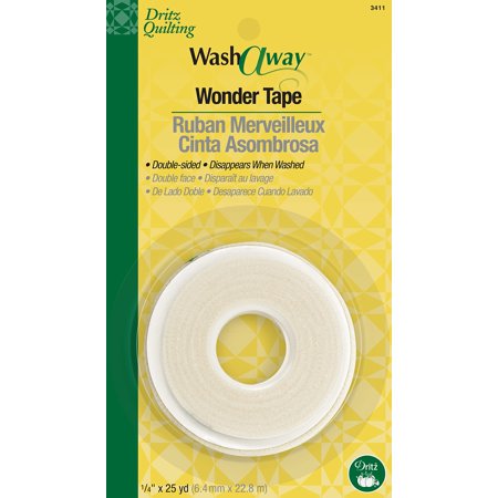 Dritz Ruban Wash-A-Way Wonder, Double Face, 1/4 Pouces x 25 Yards, 1 Rouleau, Blanc