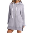 thumbnail image 1 of Ovzne Robes Grande Taille pour Femmes aux Formes Robe pour Femme Femmes Mode Détente Poche Manches Longues Robe à Capuche à Capuche Robe d'Été à Manches Longues Liquidation, 1 of 4