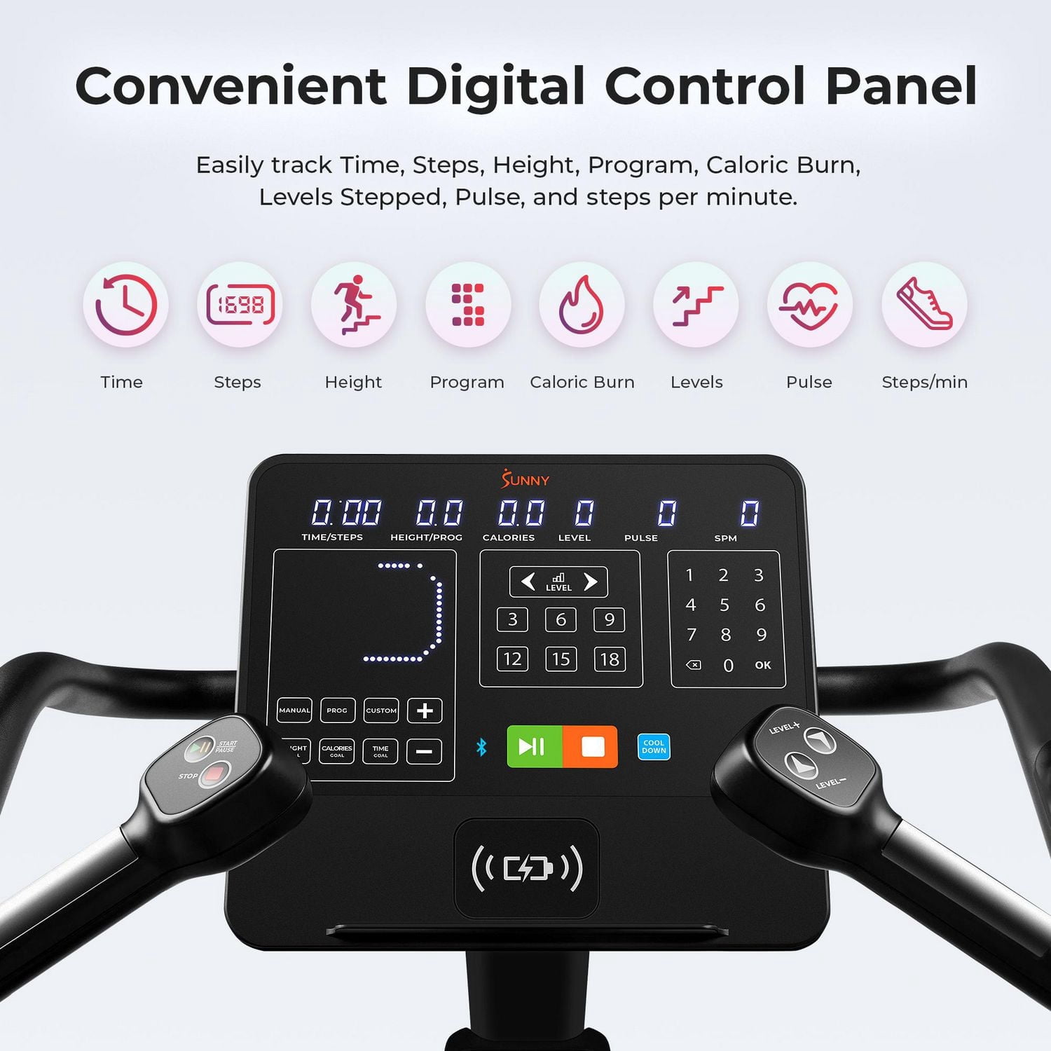 Sunny Health & Fitness Premium High-Intensity Smart Stepper Stair Climber Commercial Grade 25 Levels EMS, Cardio Workouts Free SunnyFit App Bluetooth Connection 400LB Capacity - SF-X7300SMART