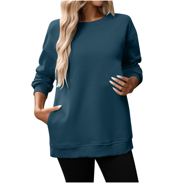 Yuyuzo Chandail Molletonné Surdimensionné pour Femmes Col Rond en Molleton Décontracté Confortable Haut à Enfiler Automne Manches Longues Ensembles