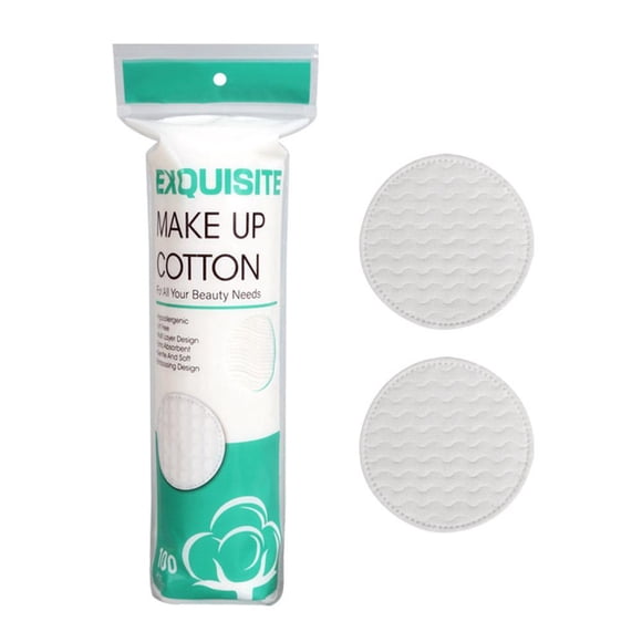 Pure Cotton Round Makeup Remover Pads, Double-Sided Embossed Facial Cleansing Sheets, Thickened Soft Absorbent Cosmetic Wipes for Eyes, Lips, Face, 100 Count
