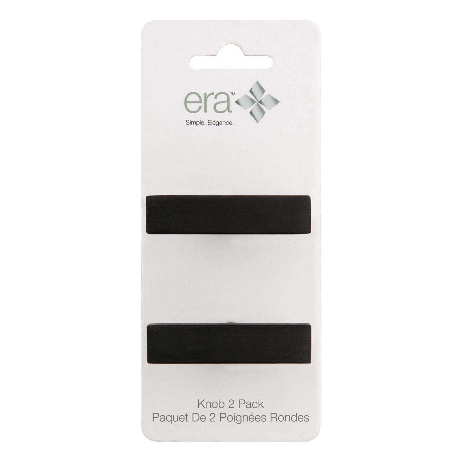 Era Square T Knobs Brushed Black, Metal,  Knobs w/Screws for Kitchen Drawer Cabinet Door 2-Pack