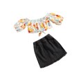 thumbnail image 3 of Sylvamorning Kids Flower Print Neck Short Sleeve Tops+Solid Color Denim Skirt, 3 of 7