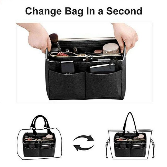 Felt Purse Insert Organizer Portable Cosmetic Bag Fit for Handbag Tote Various Bag