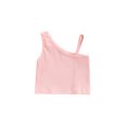 thumbnail image 1 of goowrom Breathable Summer Little Girls Vest, Toddlers Sweet Style Solid Color Sloping Shoulder Sleeveless Short Tops Casual Clothes, 1 of 8