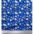 thumbnail image 1 of Soimoi Blue Rayon Fabric Tea Bag,Star Anise & Lemon Slice Vegetable Printed Craft Fabric by the Yard 56 Inch Wide, 1 of 3