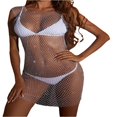 thumbnail image 1 of Women Sexy See Through Mesh Dress Rhinestone Fishnet Bikini Swimsuit Cover Up Rave Festival Club Midi Dress, 1 of 7
