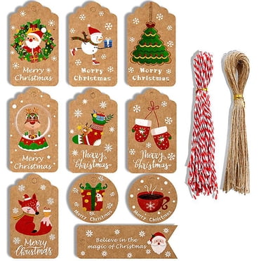 100pcs Merry Christmas Gift Tags Kraft Paper Card Hang Tag Christmas Party Favor 100PCS