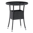 thumbnail image 4 of CorLiving Parksville Resin Wicker and Steel Round Outdoor Bistro Table with Glass Top and Flared Legs, Black, 4 of 7