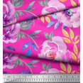 thumbnail image 3 of Soimoi Pink Poly Georgette Fabric Leaves & Floral Decor Fabric Printed BTY 42 Inch Wide, 3 of 3
