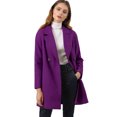 thumbnail image 4 of INSPIRE CHIC Women's Double Breasted Lapel Raglan Long Sleeve Mid Length Overcoat, 4 of 6