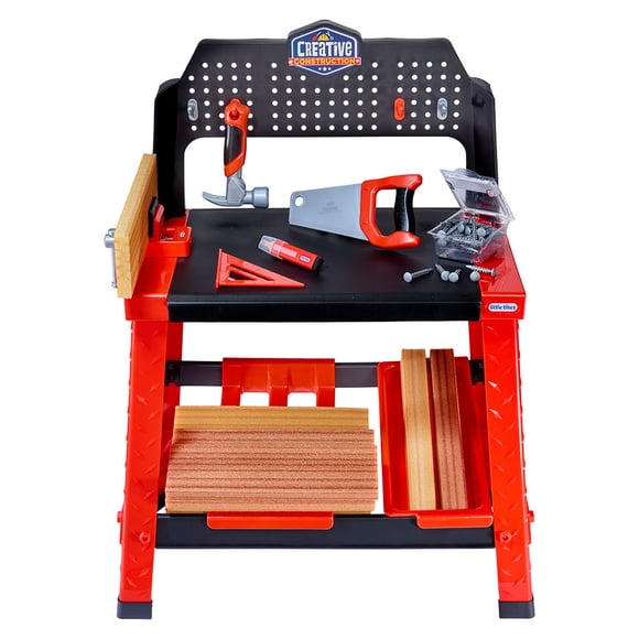 Établi Little Tikes Creative Construction avec 15+ accessoires, jeu factice de construction, pour les filles et les garçons de 3 ans et +