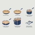 thumbnail image 2 of Ninja Ceramic Cookware Set Extended Life 11-Piece Kitchen Cookware Sets with Comfort Grip Nonstick Fry Pans Pots PTFE Free Oven & Dishwasher Safe Stovetop Compatible Navy Blue CW49011, 2 of 5