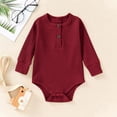 thumbnail image 2 of tarylea Toddler Baby Clothes Long Sleeve Crew Neck Button Rompers Solid Color Ribbed Outfits Casual Comfy Fall Outwear Jumpsuits for 0-24 Months, 2 of 3