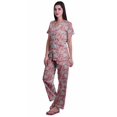 thumbnail image 2 of Moomaya Printed Short Sleeve Pajama Set For Women Printed Button Up Sleep Shirt, 2 of 6