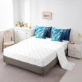 thumbnail image 4 of YST 7 Pcs Comforter Set Queen Size, Blue Marble Bed In A Bag With Flat Sheet And Fitted Sheet For Kid, Stone Pattern Fluid Gold Glitter Abstract Marbling Bedding Set With Pillowcases & Shams, 4 of 5