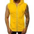 thumbnail image 1 of Innerwin Débardeurs à Capuche Sans Manches pour Hommes Été Fermeture Éclair Coupe Régulière Jaune P, 1 of 3