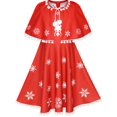 thumbnail image 1 of Robe Fille Cape Rouge Noël Nouvel An Fête 4 Ans, 1 of 9
