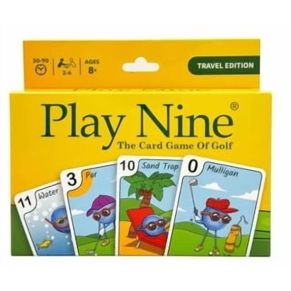 Play Nine Card Game - Travel Edition - Version Multilingue - 2-6 Joueurs - Un Jeu de Cartes Familial par Bonfit - 30-90 Minutes de Jeu - À Partir de 8 Ans