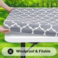 thumbnail image 2 of LAICAIW Elastic Fitted Vinyl Tablecloth, 30'' x 48'' Flannel Backing Rectangle Table Cover for 4ft Folding Table, Waterproof Wipeable Table Cloth for Outdoor Picnic Camping Parties, Grey Moroccan, 2 of 7