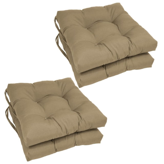 Coussins de Chaise Carrés Capitonnés en Sergé Uni de 16 Pouces (Ensemble de 4)