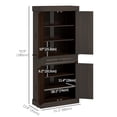 thumbnail image 3 of HOMCOM Garde-Manger de Cuisine Autoportant de 71 Pouces, avec 4 Portes et Armoire, Café, 3 of 10