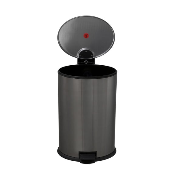 Hometrends 12 Litre Stainless Steel Pedal Bin, Black, Bathroom Waste Basket