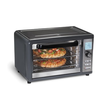 Hamilton Beach Countertop Digital Air Fryer Oven with Sure-Crisp, 6-in-1 Functionality, 150-450⁰F Temp Range, 1800W, XL Capacity for 2 12” Pizzas, Two 9” x 13” Pans and 4 Rack Positions, Grey (31390)