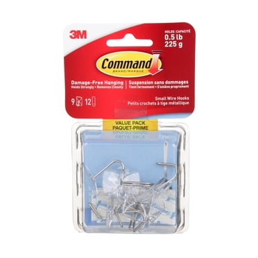 Command Small Wire Hooks, Clear, 9 Hooks, 12 Adhesive Strips, Value Pack