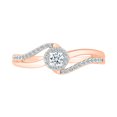 thumbnail image 2 of DGOLD Bague Mode Tourbillon Torsadé en Diamant Blanc Rond en Or Rose 10kt (1/4 cttw), 2 of 4
