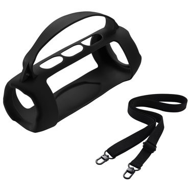 Pour Étui de Haut-Parleur Bluetooth JBL Charge 5, Housse en Silicone Souple avec Mousqueton de Sangle pour Haut-Parleur Bluetooth Sans Fil JBL, Sac Noir