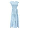 thumbnail image 4 of Summer Dress for Women with Sleeves Womens Summer Solid Color Temperament Flying Sleeves Large Skirt Mid Length Dress Summer Dress with Sleeves for Women Mid Length Dress for Women, 4 of 7