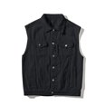 thumbnail image 4 of Birdeem Vestes pour Hommes Hommes Couleur Unie Moto Col Rabattu Denim Punk Veste Sans Manches, 4 of 12