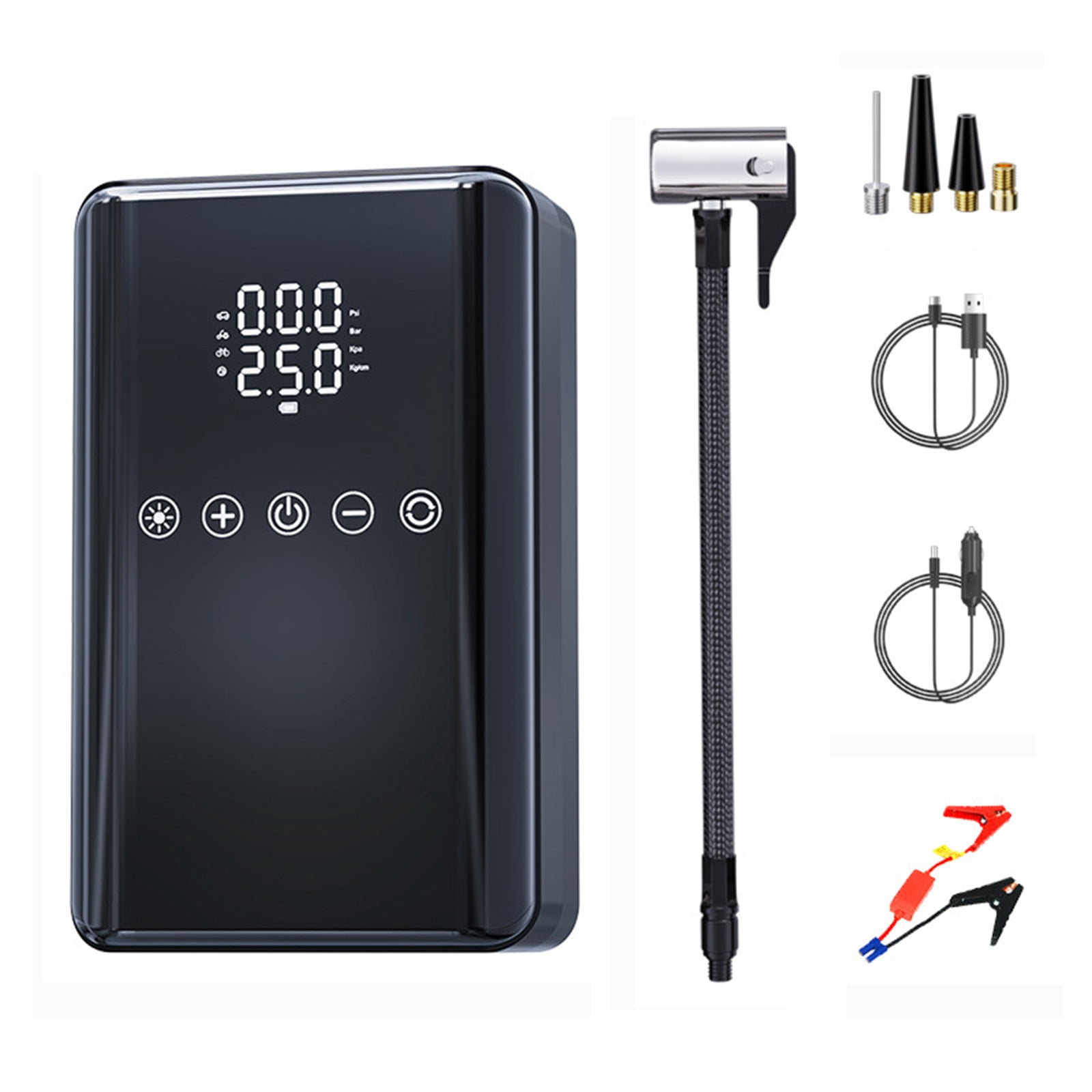 Battery Jump Starter, Portable Car Jump Starters and Inflator Pump 150PSI 6000A, 60W 12V, 5.0L Gas/3.0L Diesels, LCD Display, Type-C Charger, Lights Jump Starter Battery Pack