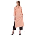 thumbnail image 1 of Bimba Kurta Droite Unie Ethnique Indienne pour Femmes à Col Mandarin avec Encolure Plissée en Coton, 1 of 7